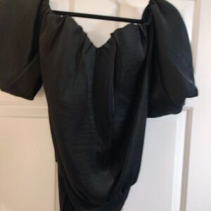 Elegant Black Puff Sleeve Top